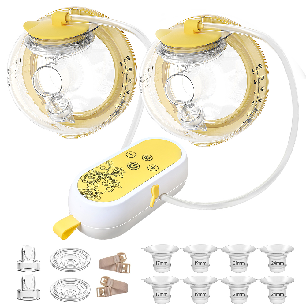 PumpMom Double Breast Pumps with Collecting cup, 24mm 21mm 19mm 17mm Flange Insert included